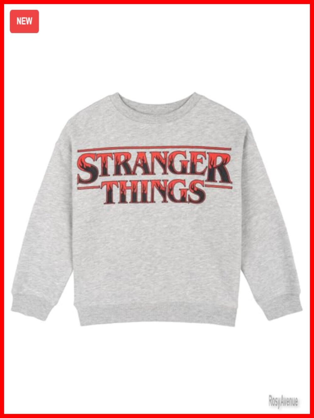Stranger Things Fleece Pullover Sweatshirt Drop Shoulder Relaxed
